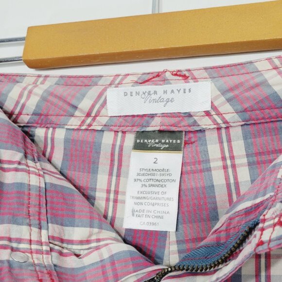 💕Denver Hayes Vintage Plaid Skort Knee Length Preppy Summer Red Blue Womens 2 - Picture 12 of 13